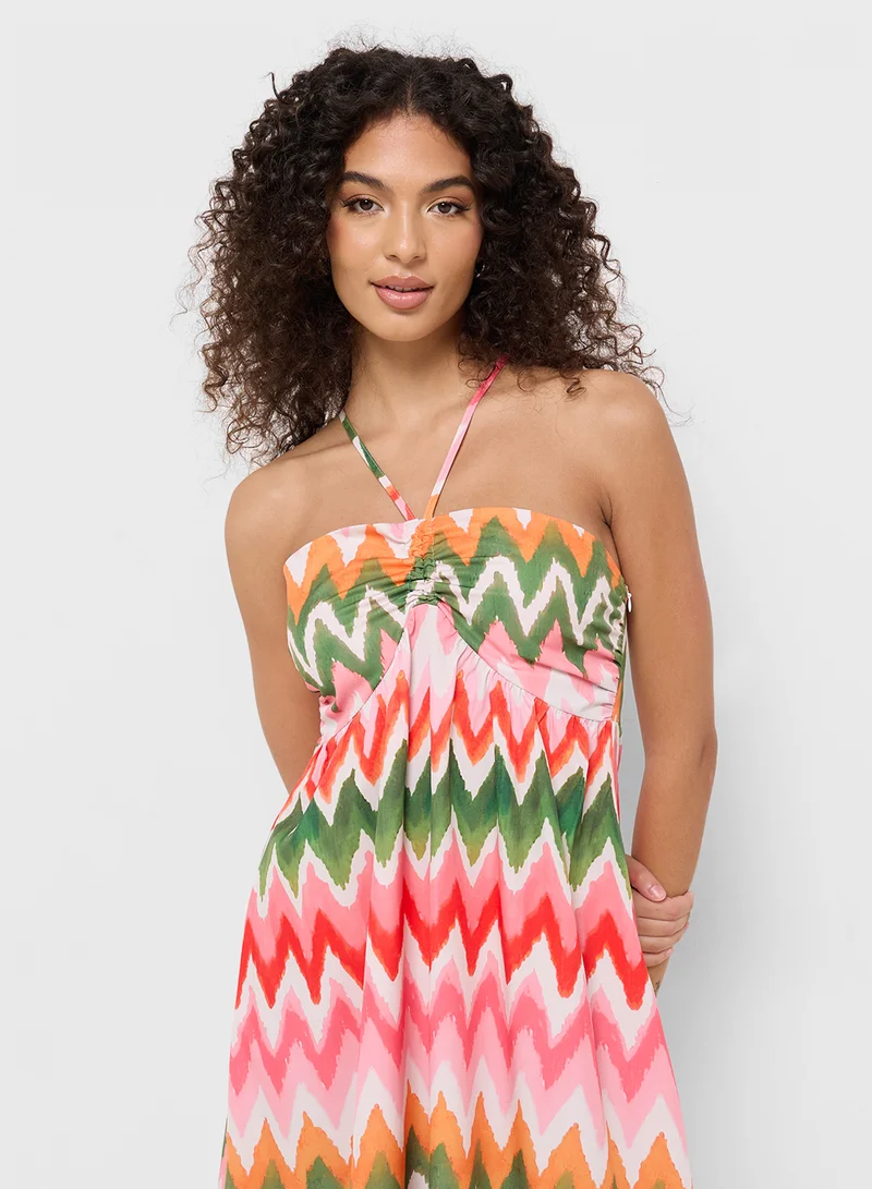 Ginger Chevron Halter Maxi Dress