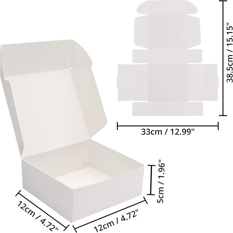 White Cardboard Gift Boxes – 10 Pieces – 12x12x5cm – Elegant Design – for Gift Wrapping, Jewelry, Craft Products - Image 2