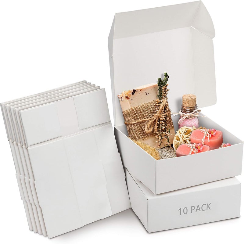 White Cardboard Gift Boxes – 10 Pieces – 12x12x5cm – Elegant Design – for Gift Wrapping, Jewelry, Craft Products - Image 1