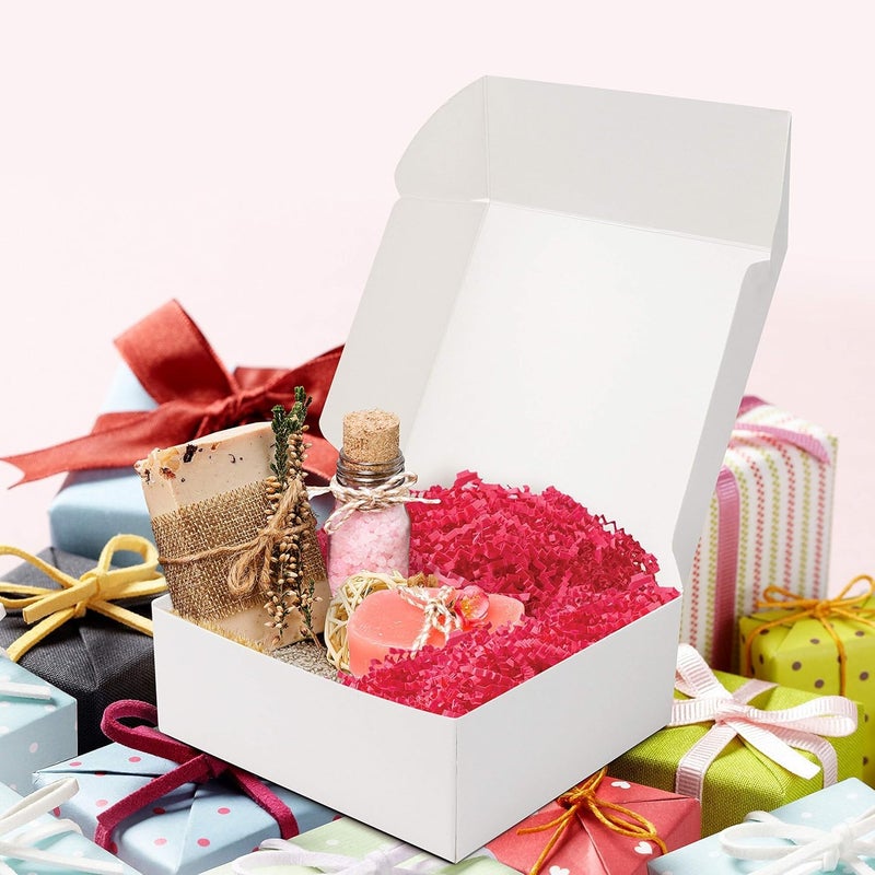 White Cardboard Gift Boxes – 10 Pieces – 12x12x5cm – Elegant Design – for Gift Wrapping, Jewelry, Craft Products - Image 3