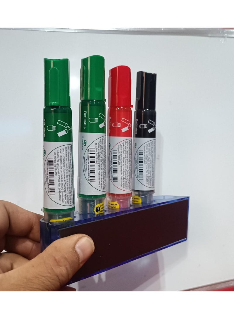 بايلوت طقم أقلام الماركر في بورد ماستر للسبورة البيضاء مكون من 4 قطع متعدد الألوان مع حامل للاقلام مغناطيسي - Image 2