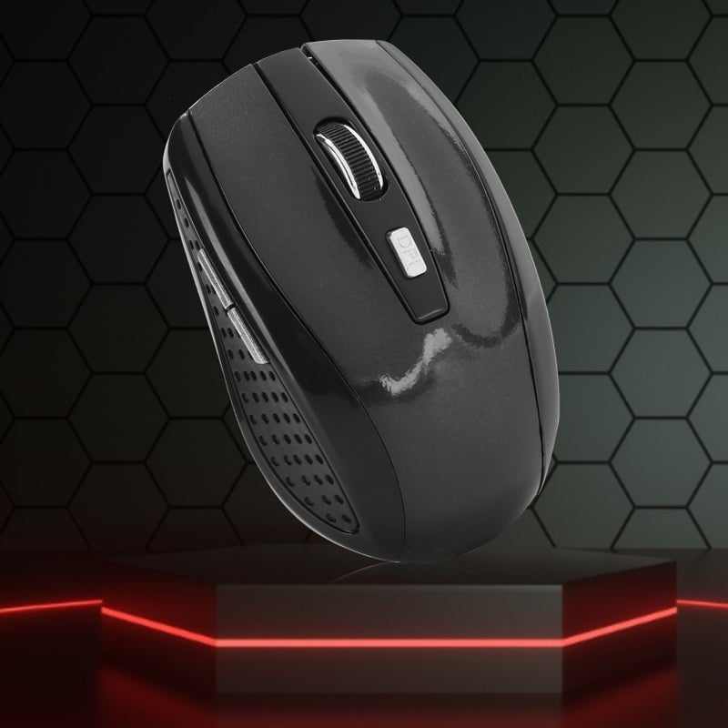 Wireless Mouse: Black 2.4G Wireless Anti-interference Silent Micro-motion Design - Ergonomic Shape Adjustable 1600DPI Gaming Mouse for Notebook Computer Gaming Accessories - Image 2