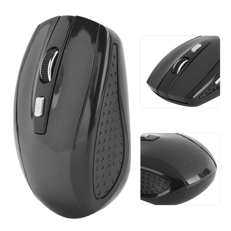 Wireless Mouse: Black 2.4G Wireless Anti-interference Silent Micro-motion Design - Ergonomic Shape Adjustable 1600DPI Gaming Mouse for Notebook Computer Gaming Accessories - Image 5