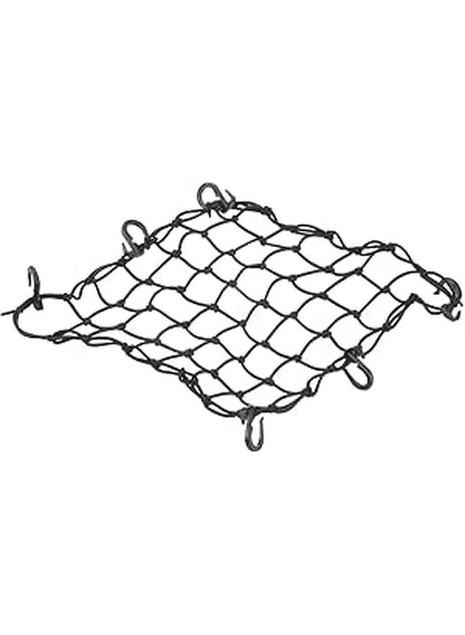 Black Latex Adjustable 40X40Cm Luggage Cargo Net with 6 Hooks for Car Motorcycle Storage - Image 1