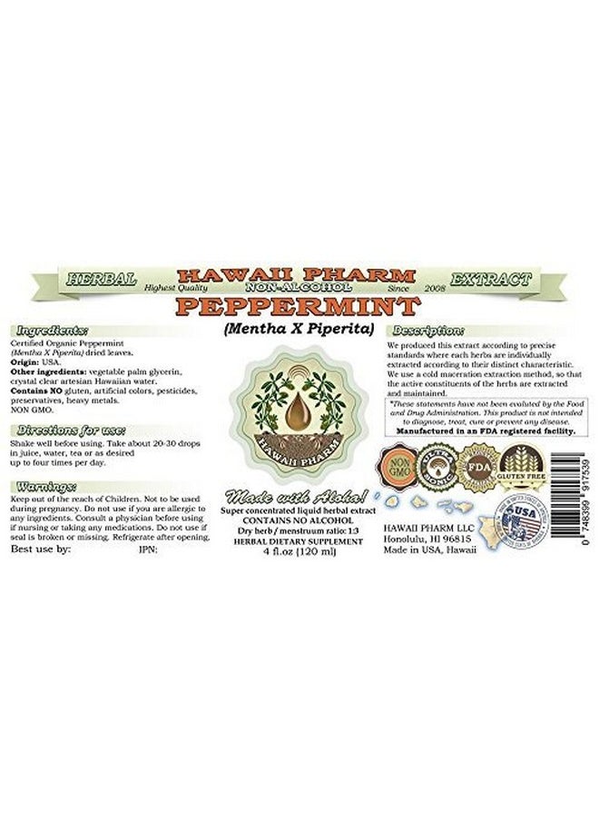 HawaiiPharm - Peppermint Alcoholfree Liquid Extract Organic Peppermint Mentha X Piperita Dried Leaf Glycerite Natural Herbal Supplement Hawaii Pharm Usa 2 FlOz - Image 1
