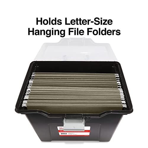 STAPLES File Folder Tote Portable Filing Box for Letter SIze Hanging Folders Security Latch BuiltIn Lid Organizer BlackClear - Image 3