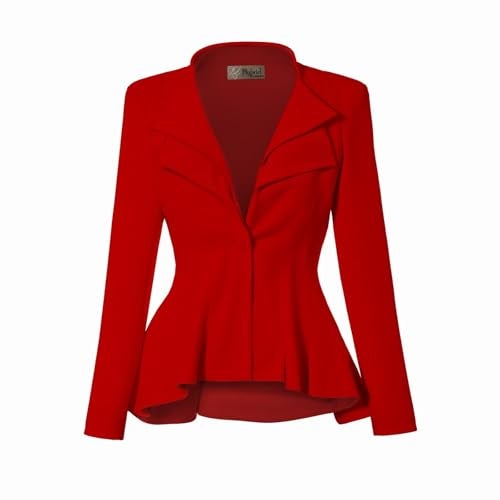 Hybrid & Company Women Double Notch Lapel Office Blazer JK43864 1073T RED Small - Image 1