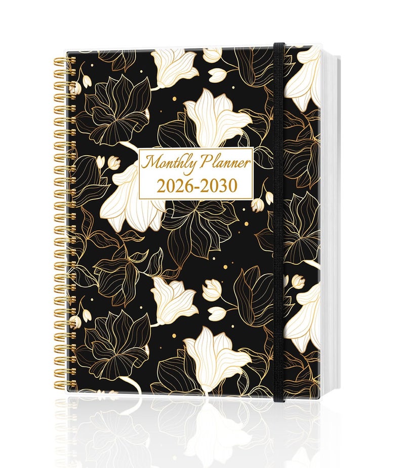 Tuun Fuplan 2026-2030 Monthly Planner - 60 Month PLanner Calendar from January 2026 to December 2030, 5 Year Planner 2026-2030 with Flexible Cover, Inner Pocket, Perfect for Home | School | Office, 8.5" x 11", White Gold Flower - Image 1