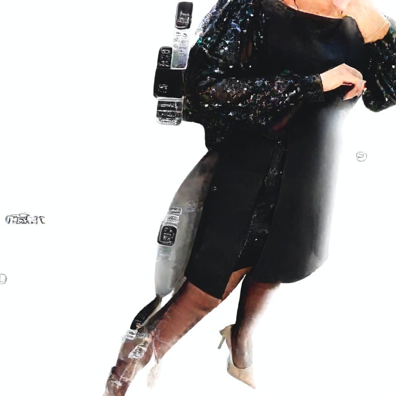 Elegant Patchwork Sequined Puff Sleeve Short Dress - Image 4