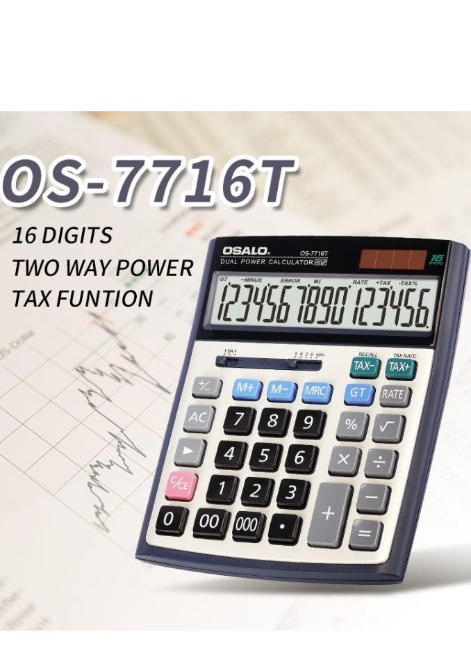 OSALO Osalo 7716T large Display. dual powered Calculator, runs on solar and Battery  - Image 2