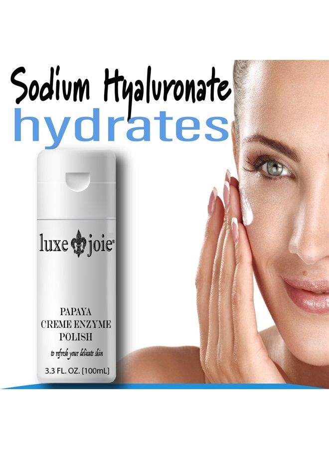 LuxeJoie Papaya Creme Enzyme Polish Polish Advanced Microdermabrasion Body & Face Exfoliating Scrub Face, Hands & Neck & Décolleté, Anti Aging Skin Care, Minimize Pores, Wrinkles, Acne Scars Remove Blackheads - Image 2