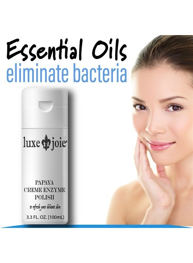 LuxeJoie Papaya Creme Enzyme Polish Polish Advanced Microdermabrasion Body & Face Exfoliating Scrub Face, Hands & Neck & Décolleté, Anti Aging Skin Care, Minimize Pores, Wrinkles, Acne Scars Remove Blackheads - Image 3