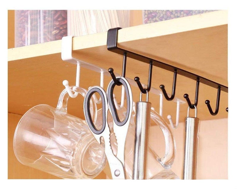 Dhruheer Multi Purpose Metal Door Organizer Cabinet Hook Hanger 6 Hooks Kitchen Bathroom Hanger for Kitchen Utensils Towel - Image 4