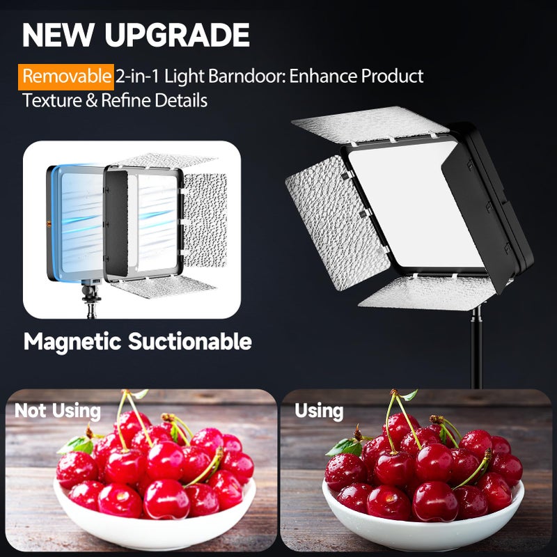 EMART LED Video Light Kit with Phone Holder & Barndoor, 2800-7000K Dimmable Studio Lights for Video Recording, 73'' Height for Live Streaming, YouTube, Vlog, Photography, Content, Podcast, 2-Pack - Image 2