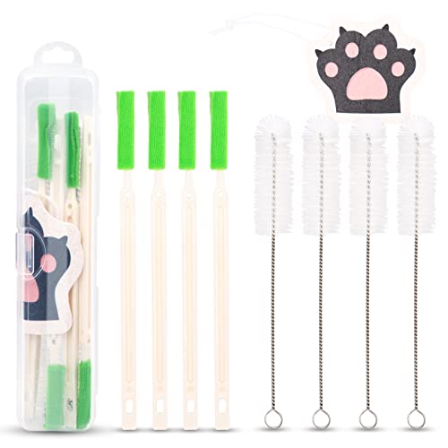 Cleaning Kit for Cat Water Fountain Cat Fountain Brush with Compressed Sponge and Storage Plastic Box 9 Pack Pet Water Fountain Cleaning Kit
