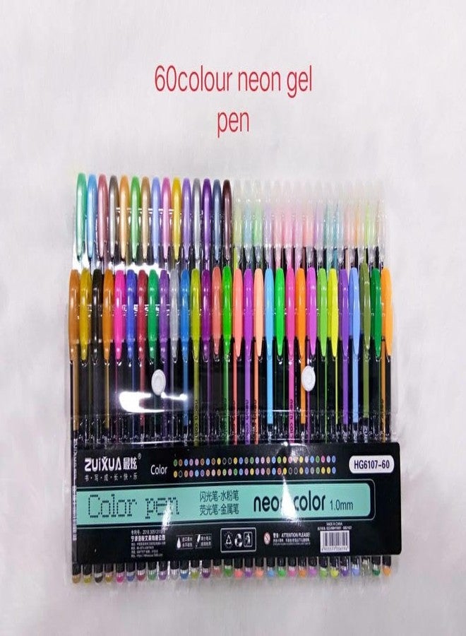 53 Arts 53ARTS 1.0mm Tip Neon Gel Pen Set for Coloring Books, Drawing, and Writing Markers, Multicolor, 60 Pieces Color Glitter Pens - Image 5