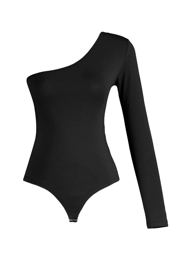 trendyol - Black Single Sleeve Cotton Elastic Knitted Body With Snap Button TWOSS23BD00013 - Image 1
