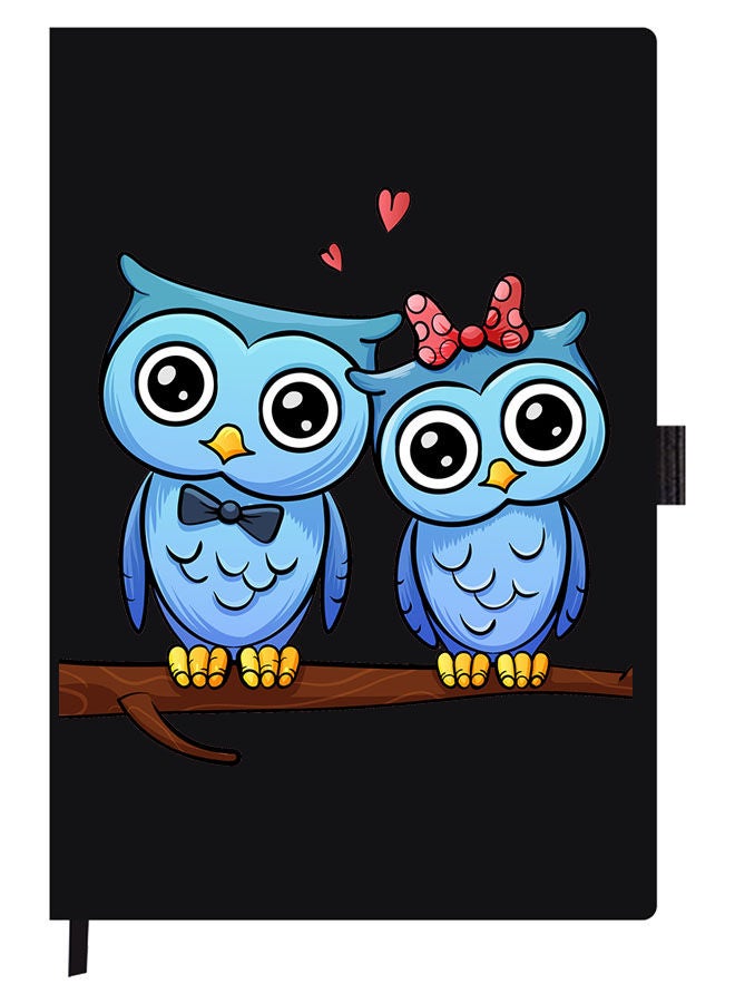 Theodor Designer A5 Thick Black Hardcover Notebook Love Birds - Image 1