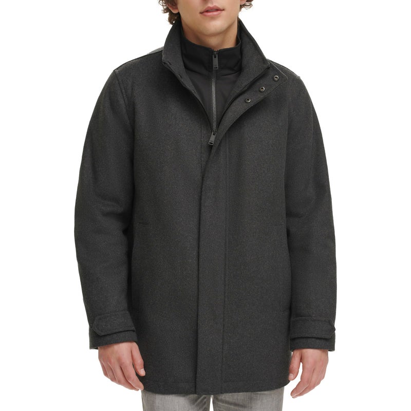 Dockers Men's Wool Melton Two Pocket Full Length Duffle Coat, New Charcoal, Large - Image 1