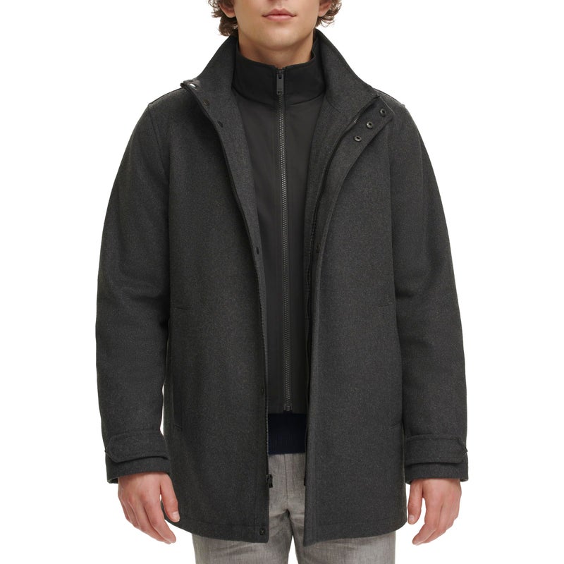 Dockers Men's Wool Melton Two Pocket Full Length Duffle Coat, New Charcoal, Large - Image 2