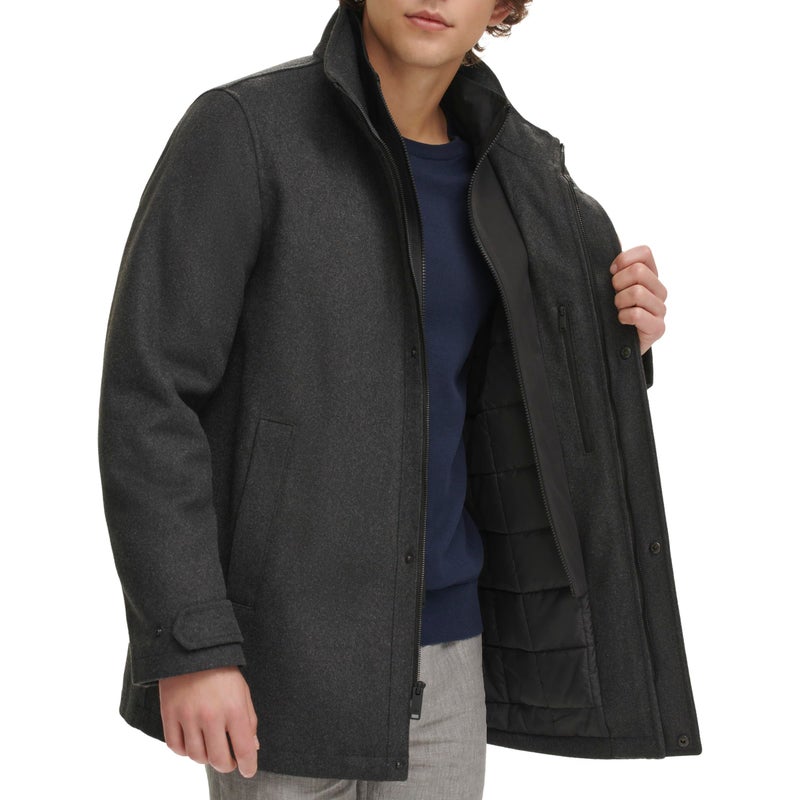 Dockers Men's Wool Melton Two Pocket Full Length Duffle Coat, New Charcoal, Large - Image 3