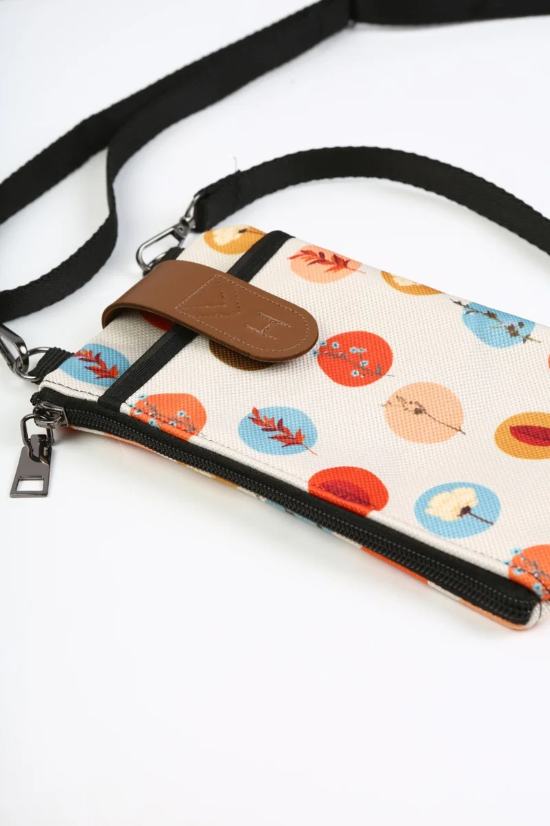 Hamur Dough Women's Cross Strap Wallet with Phone Compartment Shoulder Bag Leather Cover Bloom