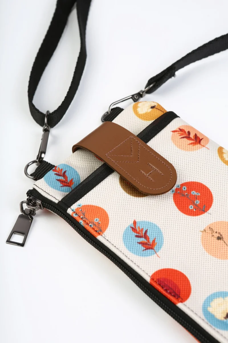 Hamur Dough Women's Cross Strap Wallet with Phone Compartment Shoulder Bag Leather Cover Bloom