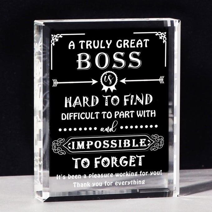 ENGRAVED CRYSTAL BOSS GOING AWAY GIFT FOR WOMEN MEN GREAT APPRECIATION GIFTS FOR BEST BOSS LADY DESK DECORATION PAPERWEIGHT PRESENT FOR BOSS DAY LEAVING RETIREMENT BIRTHDAY CHRISTMAS