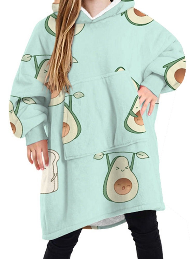 Loquat 2024 Blanket Children's Solid Color Hoodie Warm Casual Jacket TV Blanket 