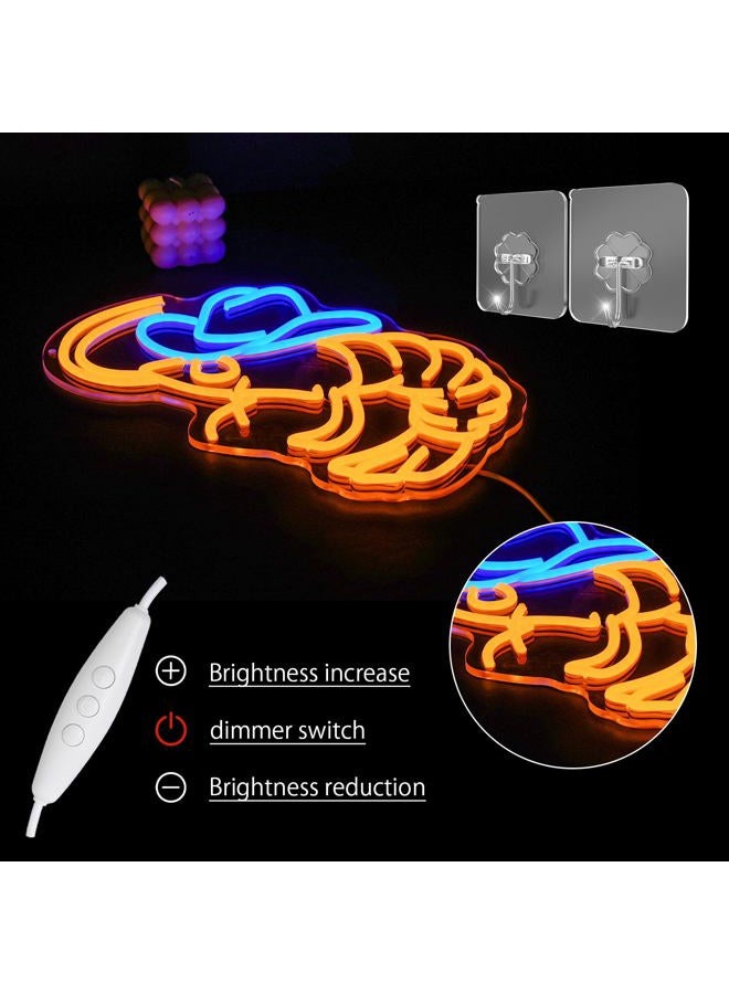 LULANMP Cowboy Shrimp Neon Sign for Wall Decor, USB Powered Shrimp Neon Light Wall Art, Seafood LED Light Up Sign for Seafood Restaurants, Pub, Store, Man Cave - Image 5
