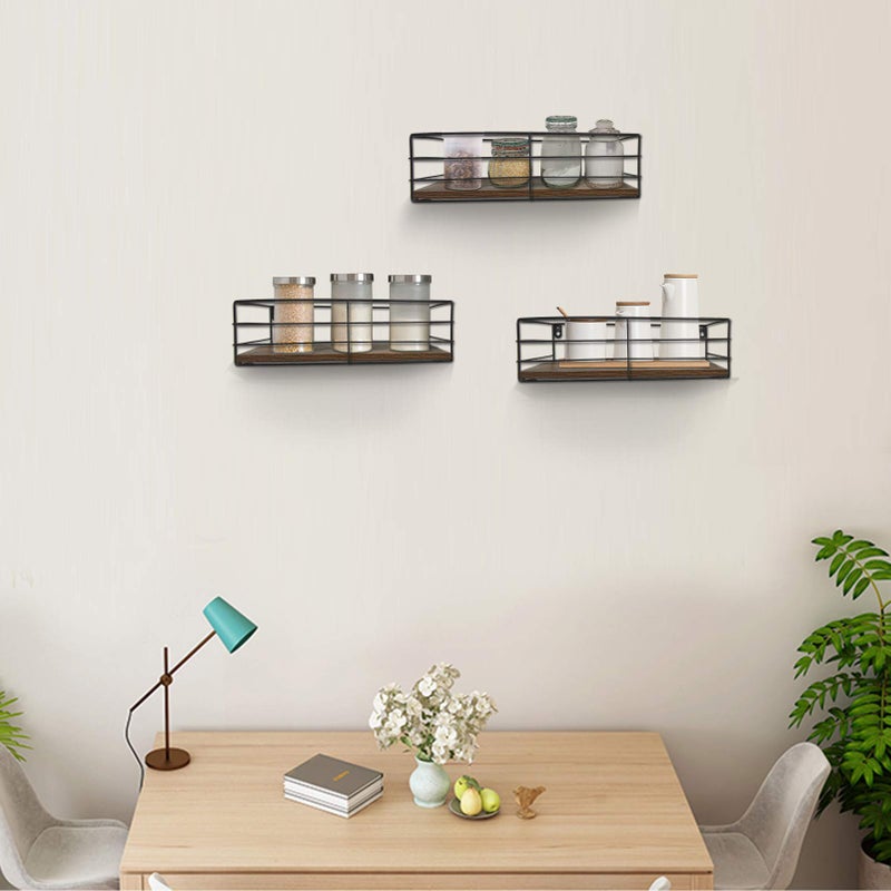 CRUGLA Floating Shelves Wall Mounted Set of 3, Hanging Storage Wall Shelf for Bathroom, Living Room, Bedroom, Kitchen Home - Image 5