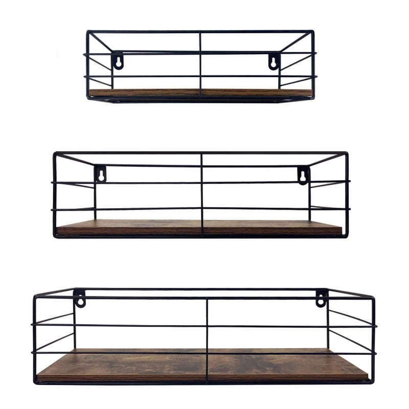 CRUGLA Floating Shelves Wall Mounted Set of 3, Hanging Storage Wall Shelf for Bathroom, Living Room, Bedroom, Kitchen Home - Image 1