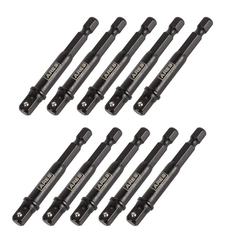ARES ARES 70390-10-Piece 1/2-Inch Drive 3-Inch Impact Grade Socket Adapter Set - Turns Impact Drill Drivers into High Speed Socket Drivers  - Image 1