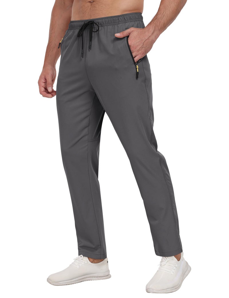 Zoofly Track Athletic Workout Pants for Men Quick-Dry Waterproof Zipper Pockets Lightweight Running Pants for Jogger Sweatpants Travel Casual Drack Grey L - Image 1