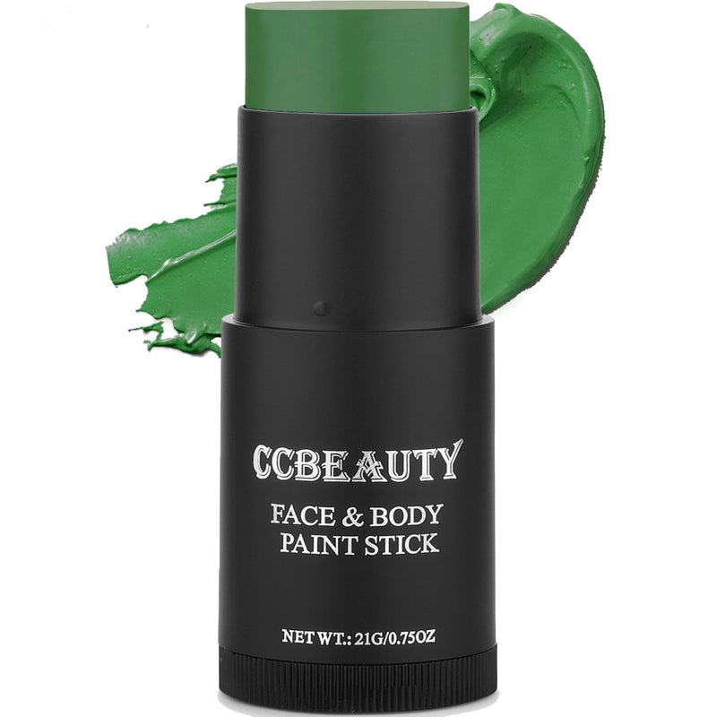 CCbeauty Witch Green Face Paint Stick, Face Painting Kit, Dark Green Cream SFX Makeup Foundation, Professional Body Paint for St. Patrick's Day, Halloween Costume Party, Grinch Hulk Monster Makeup - Image 1