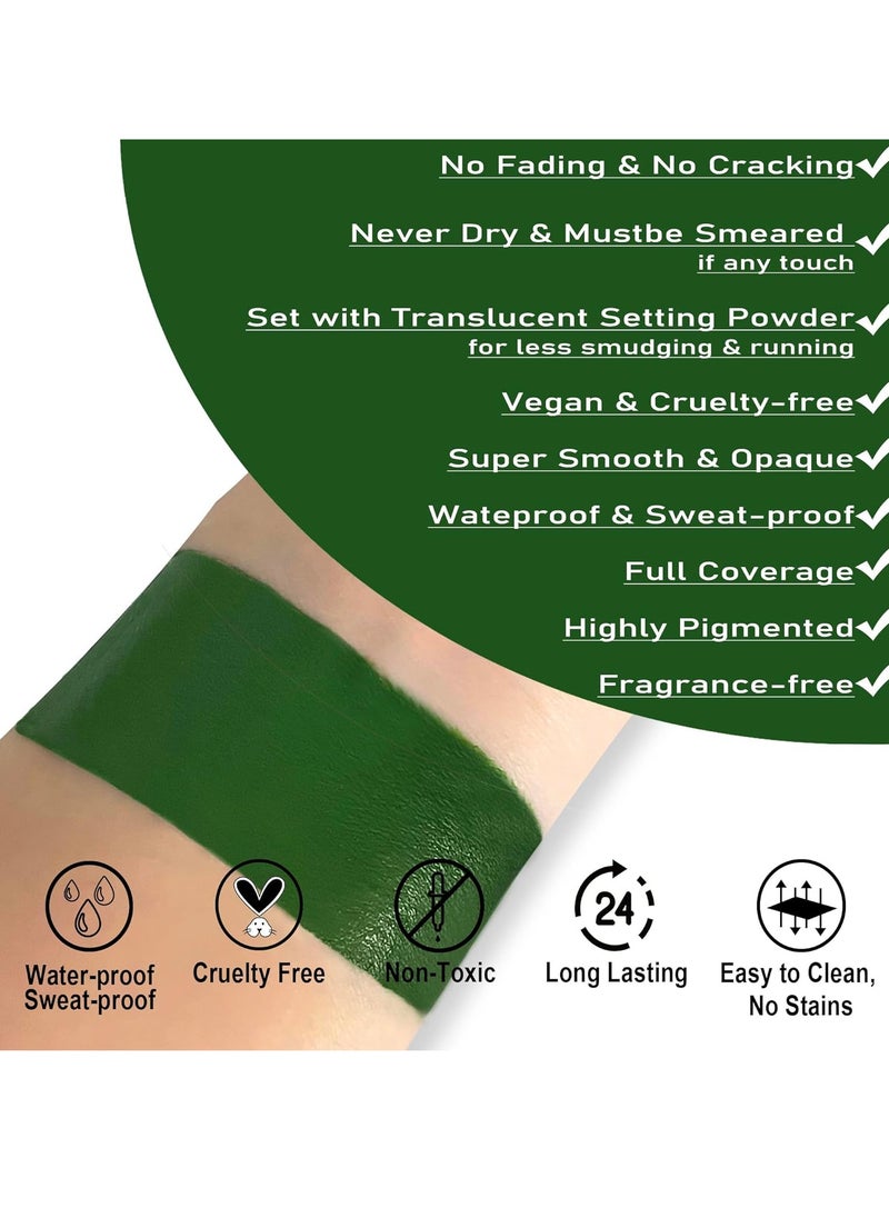 CCbeauty - CCBeauty Witch Green Face Body Paint Stick, St. Patrick's Day Grease Dark Green Eye Black Sticks for Sports, Hypoallergenic Camo Hulk Hunting FacePaint Makeup Halloween Cosplay Costume Party - Image 1