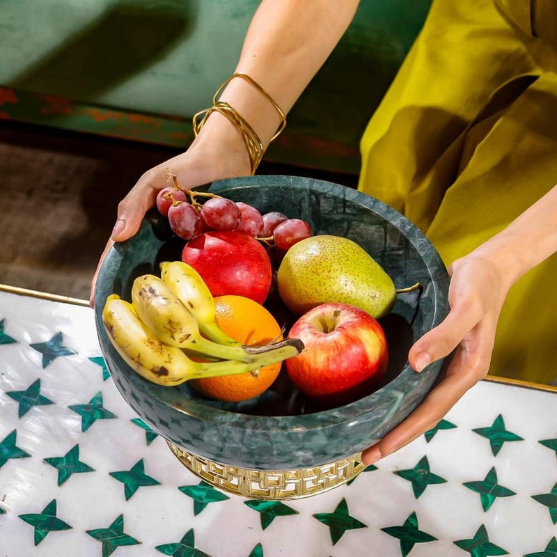 IZZHAAR Green Garnet Bowl | Fruit Bowl and Garnet Fruit Bowl | Storage Baskets for Fruit, Vegetables, Snacks, Dried Fruits (Size - 10 x 7 x 4.79 inch) 1 Unit - Image 3