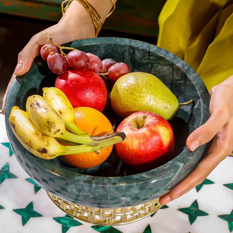 IZZHAAR Green Garnet Bowl | Fruit Bowl and Garnet Fruit Bowl | Storage Baskets for Fruit, Vegetables, Snacks, Dried Fruits (Size - 10 x 7 x 4.79 inch) 1 Unit - Image 2