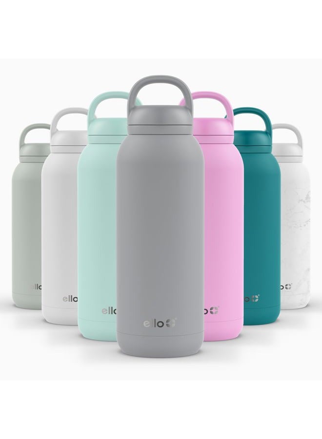Ello Cooper Twist 40oz Stainless Steel Water Bottle with Chug Lid | Leak Proof | Double Walled and Vacuum Insulated | Built in Carry Loop | Dishwasher Safe | Gray - Image 1