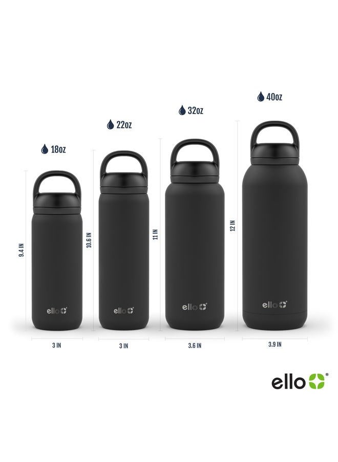 Ello Cooper Twist 40oz Stainless Steel Water Bottle with Chug Lid | Leak Proof | Double Walled and Vacuum Insulated | Built in Carry Loop | Dishwasher Safe | Gray - Image 4