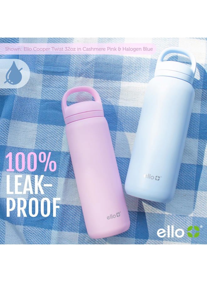 Ello Cooper Twist 40oz Stainless Steel Water Bottle with Chug Lid | Leak Proof | Double Walled and Vacuum Insulated | Built in Carry Loop | Dishwasher Safe | Gray - Image 5