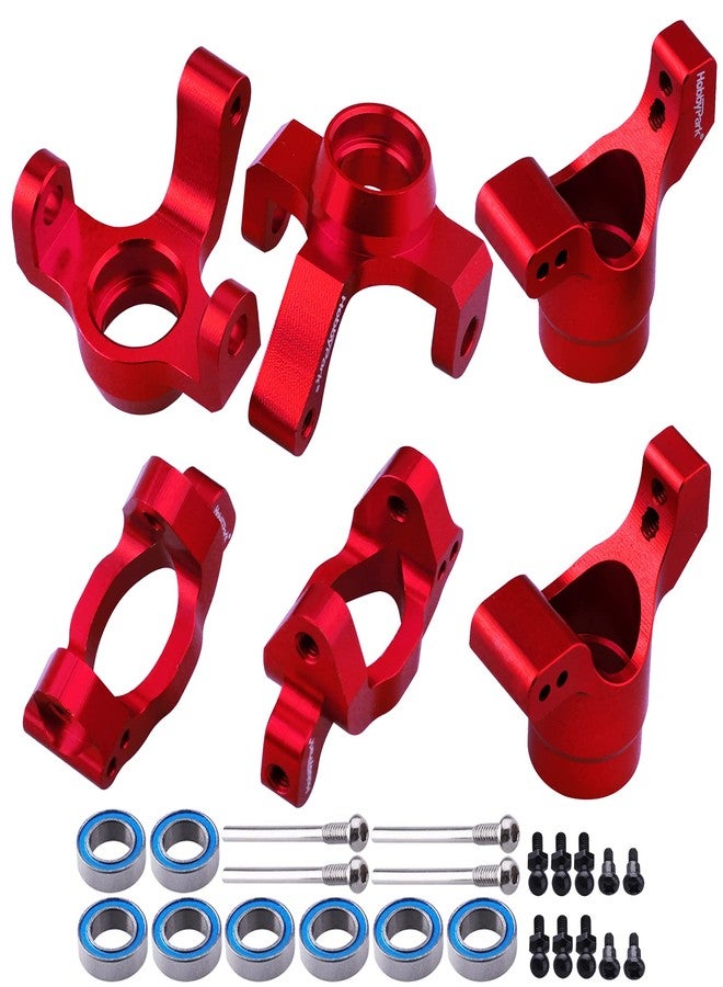 Hobbypark Aluminum Caster Blocks C-Hubs Steering Block Stub Axle Carriers Knuckles Set for Traxxas 1/18 LaTrax Teton Desert Prerunner Rally, Replace Parts 7532 7552X (Red) - Image 5