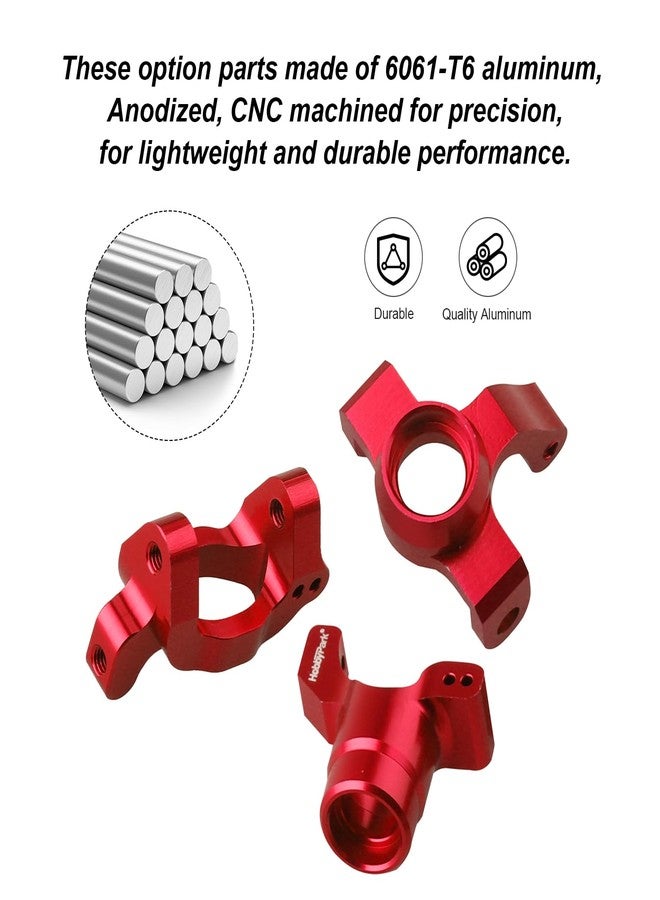 Hobbypark Aluminum Caster Blocks C-Hubs Steering Block Stub Axle Carriers Knuckles Set for Traxxas 1/18 LaTrax Teton Desert Prerunner Rally, Replace Parts 7532 7552X (Red) - Image 3
