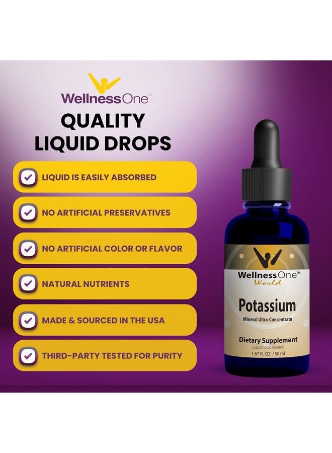 WellnessOne Liquid Potassium Supplement - Ionized Potassium Chloride Drops for Metabolism, Muscle Energy, Immunity, & Nervous System - Easy to Take Pure Potassium Mineral Supplements - 1.67 fl oz - Image 4