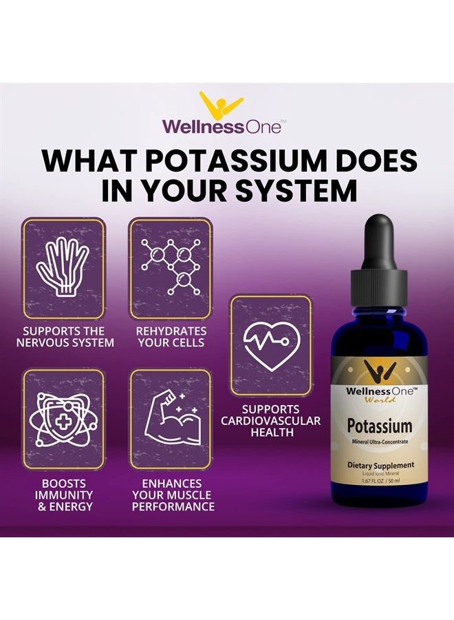 WellnessOne Liquid Potassium Supplement - Ionized Potassium Chloride Drops for Metabolism, Muscle Energy, Immunity, & Nervous System - Easy to Take Pure Potassium Mineral Supplements - 1.67 fl oz - Image 3