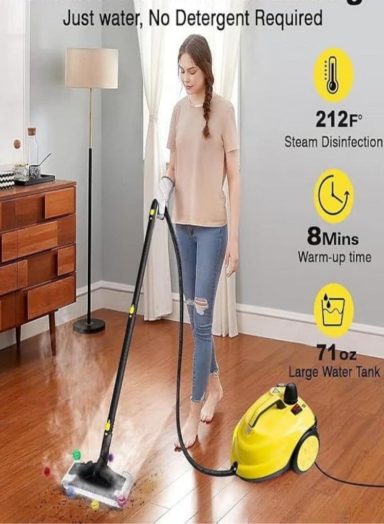 2000W Steam Cleaner, 5 Bar High Pressure Steam Cleaner High Temperature for Kitchens Bathrooms Car Interiors Yellow - Image 2