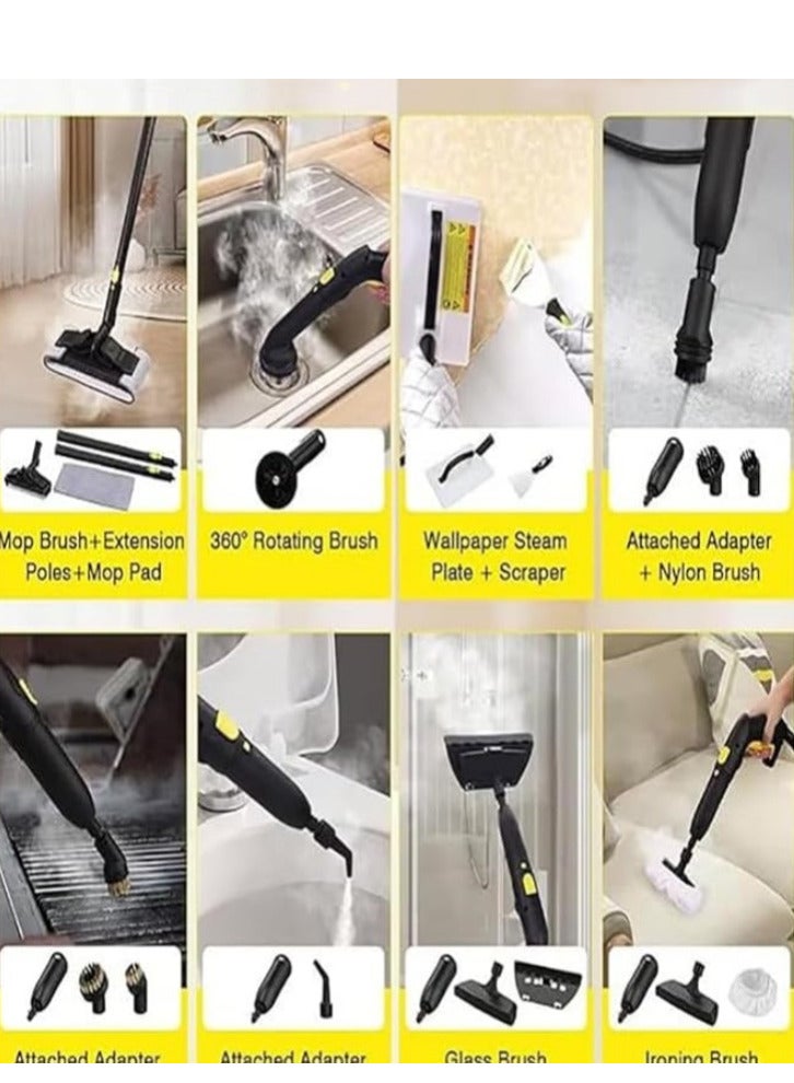 2000W Steam Cleaner, 5 Bar High Pressure Steam Cleaner High Temperature for Kitchens Bathrooms Car Interiors Yellow - Image 3