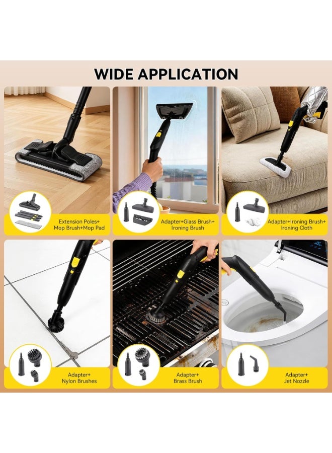 Handheld Steam Cleaner 2000W 5 Bar Portable Steam Mop, 2L Large Tank Fast Heat Up to 8m with 18 Accessories, Chemical-Free High Temperature Steamer for Home Kitchen Bathroom Tile Carpet Car Interior Cleaning Window, Furniture Couch Grout Wallsand Clothes - Image 5