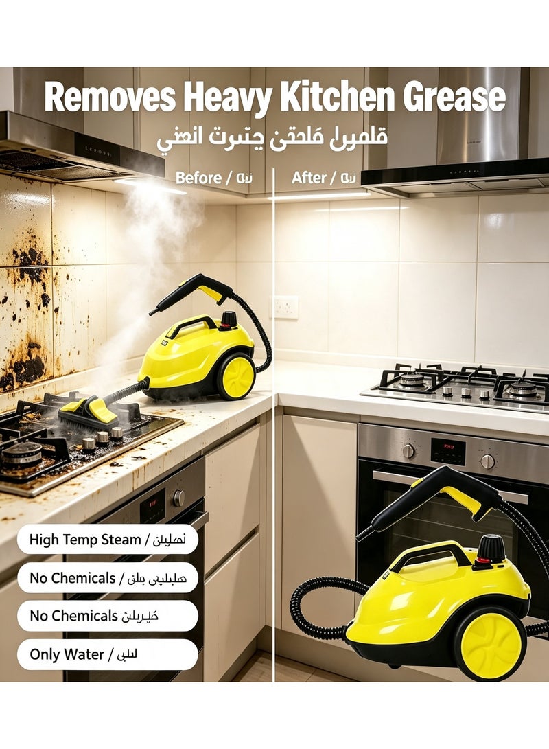Handheld Steam Cleaner 2000W 5 Bar Portable Steam Mop, 2L Large Tank Fast Heat Up to 8m with 18 Accessories, Chemical-Free High Temperature Steamer for Home Kitchen Bathroom Tile Carpet Car Interior Cleaning Window, Furniture Couch Grout Wallsand Clothes - Image 3