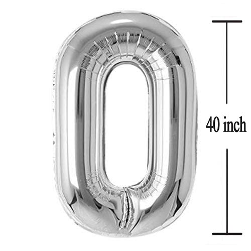 Flavouredlove 40inches zero Foil Number Air or Helium Balloon Party Decoration Silver Pack of 1 | 0 Year No. Balloons Birthday/Anniversary (Silver 0) - Image 2
